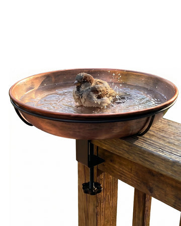 OUISJYER Deck-Mounted Bird Bath with Adjustable Clamp – 12 Inch