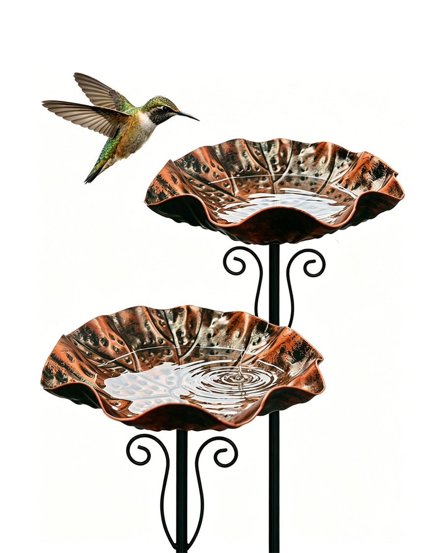 OUISJYER Small Metal Bird Baths for Hummingbirds – 2 Pack