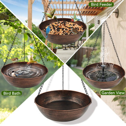 OUISJYER Hanging Metal Bird Bath with Chains & Hook – 13 Inch