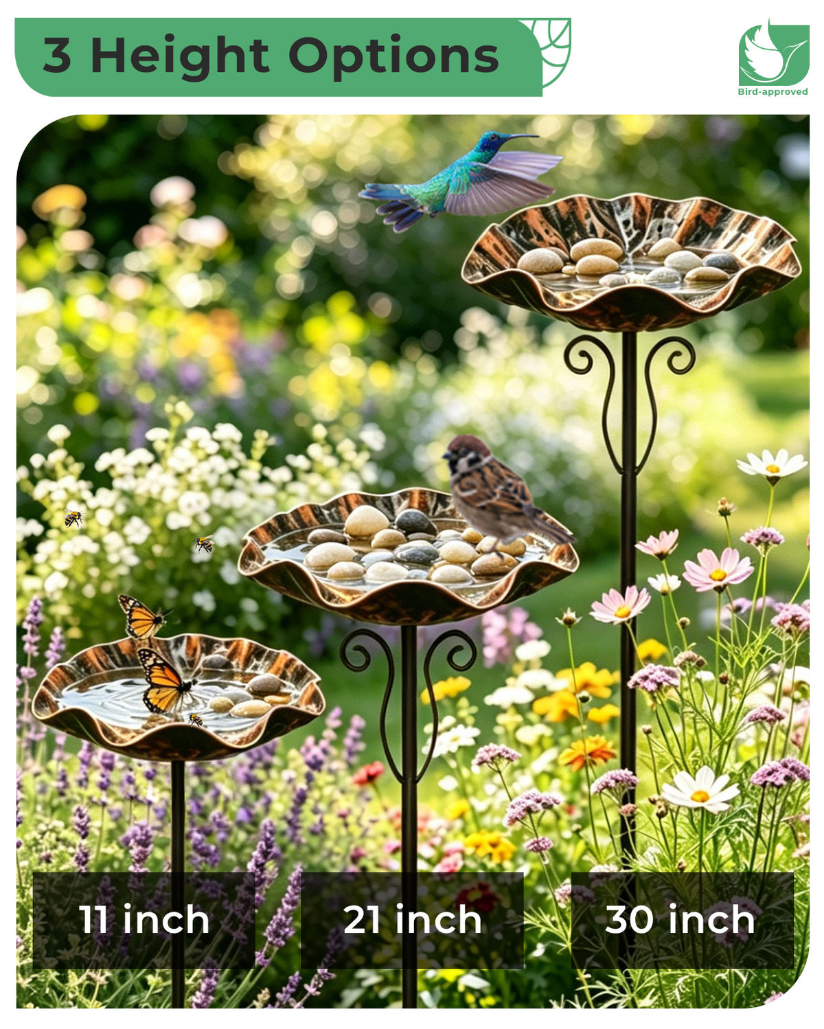 OUISJYER Small Metal Bird Baths for Hummingbirds – 2 Pack