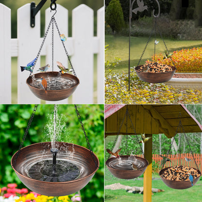 OUISJYER Hanging Metal Bird Bath with Chains & Hook – 13 Inch