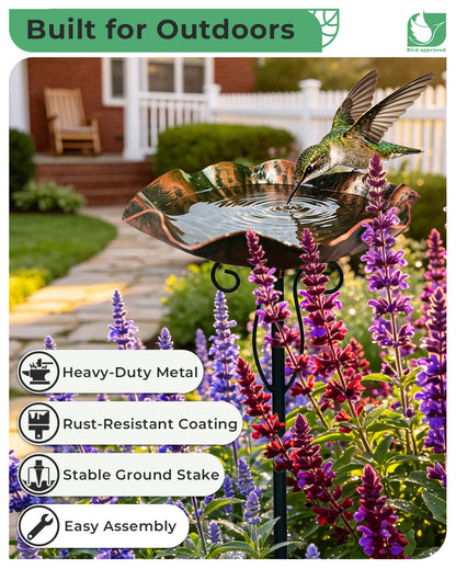 OUISJYER Small Metal Bird Baths for Hummingbirds – 2 Pack