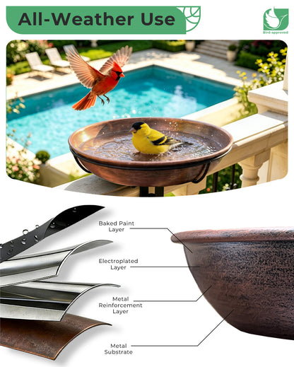 OUISJYER Deck-Mounted Bird Bath with Adjustable Clamp – 12 Inch