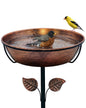 OUISJYER Deep Metal Bird Bath with 5-Prong Stake – 13 Inch