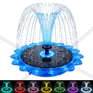 OUISJYER 6.3-inch Solar Bird Bath Fountain Pump - 5 Spray Nozzles