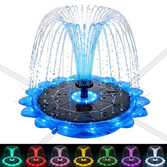 OUISJYER 6.3-inch Solar Bird Bath Fountain Pump - 5 Spray Nozzles