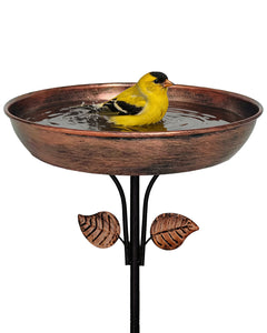 OUISJYER 12-inch Metal Bird Bath for Outside with Stake