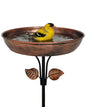 OUISJYER 12-inch Metal Bird Bath for Outside with Stake