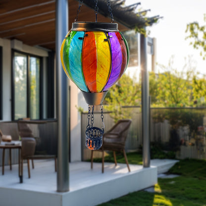 OUISJYER Hot Air Balloon Solar Lantern – Colorful Hanging Garden Light