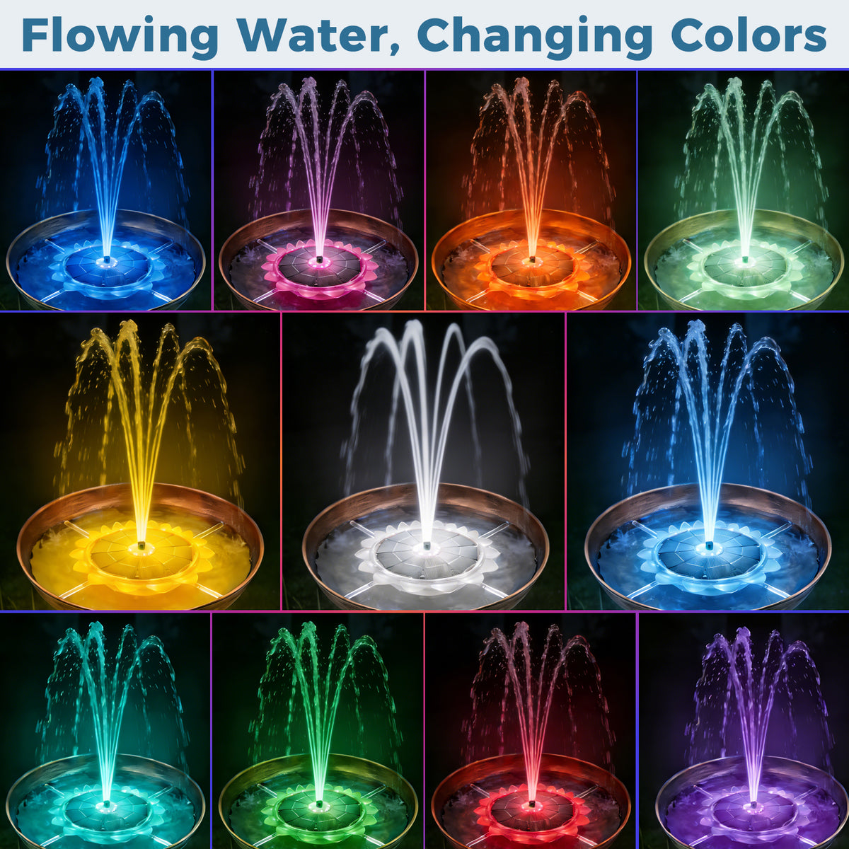 OUISJYER 6.3-inch Solar Bird Bath Fountain Pump - 5 Spray Nozzles
