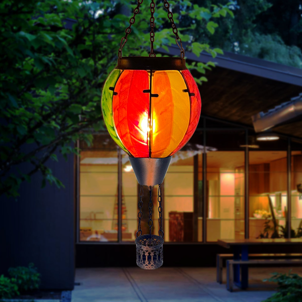 OUISJYER Hot Air Balloon Solar Lantern – Colorful Hanging Garden Light