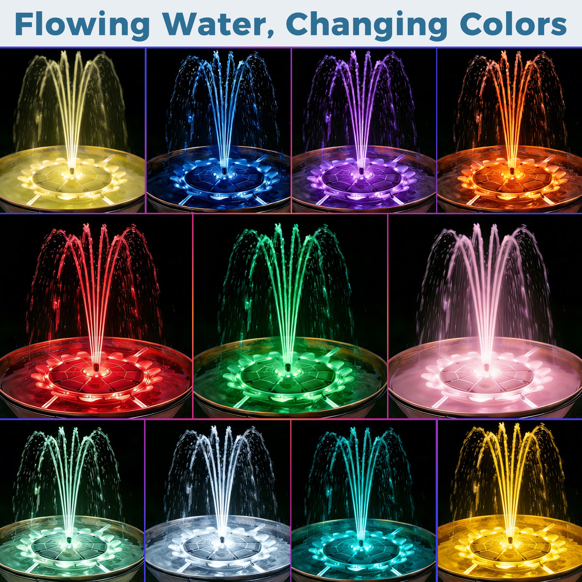 OUISJYER 6.3-inch Solar Bird Bath Fountain - Sunflower LED Design