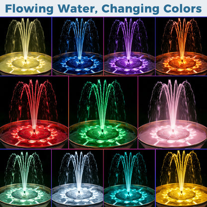 OUISJYER 6.3-inch Solar Bird Bath Fountain - Sunflower LED Design
