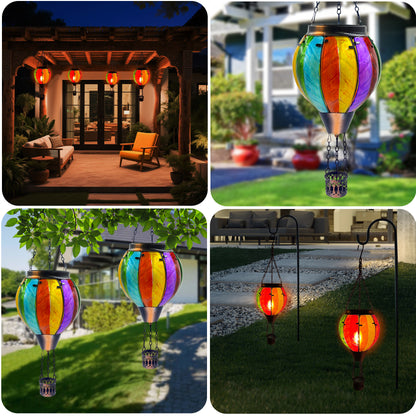 OUISJYER Hot Air Balloon Solar Lantern – Colorful Hanging Garden Light