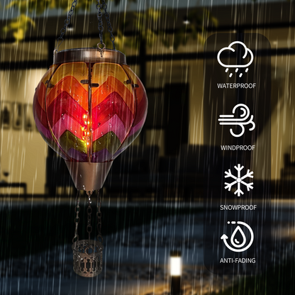 OUISJYER Hot Air Balloon Solar Lantern – Color-Wave Glass Garden Light