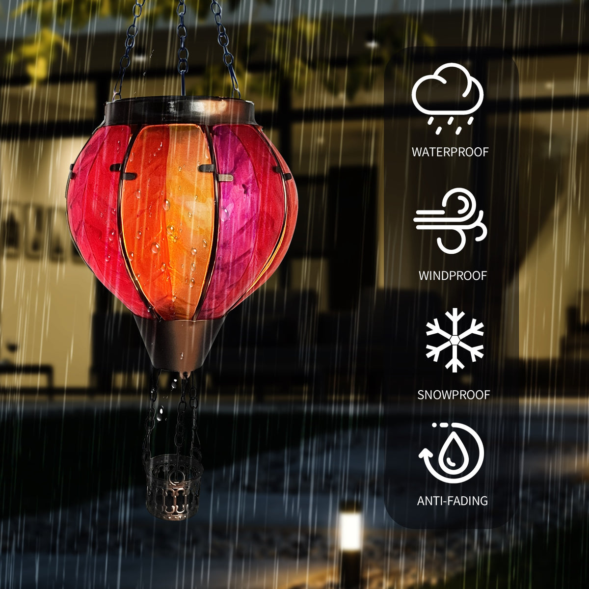 OUISJYER Hot Air Balloon Solar Lantern – Colorful Hanging Garden Light