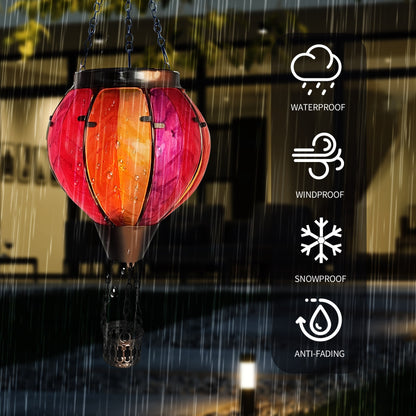 OUISJYER Hot Air Balloon Solar Lantern – Colorful Hanging Garden Light