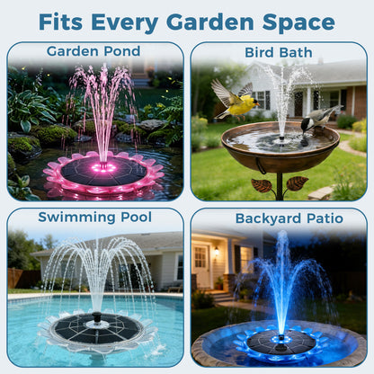 OUISJYER 6.3-inch Solar Bird Bath Fountain - Sunflower LED Design