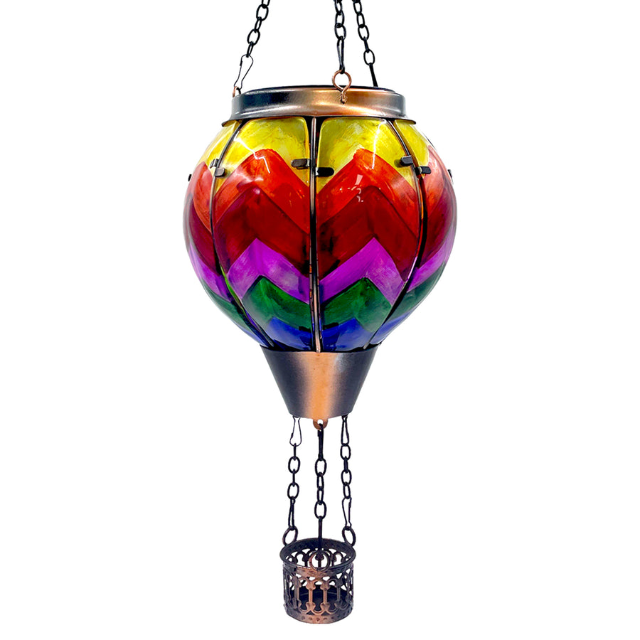 OUISJYER Hot Air Balloon Solar Lantern – Color-Wave Glass Garden Light