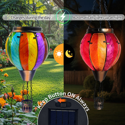 OUISJYER Hot Air Balloon Solar Lantern – Colorful Hanging Garden Light