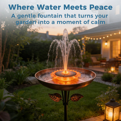 OUISJYER 6.3-inch Solar Bird Bath Fountain Pump - 5 Spray Nozzles