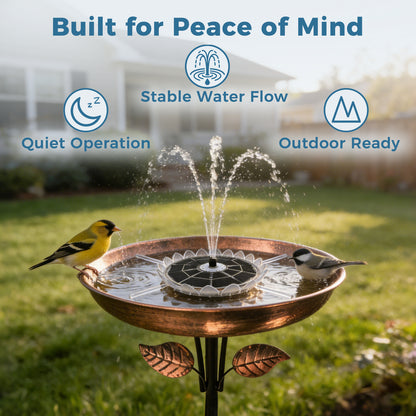 Solar Bird Bath Fountain with Color-Changing LED Lights – 6.3 Inch