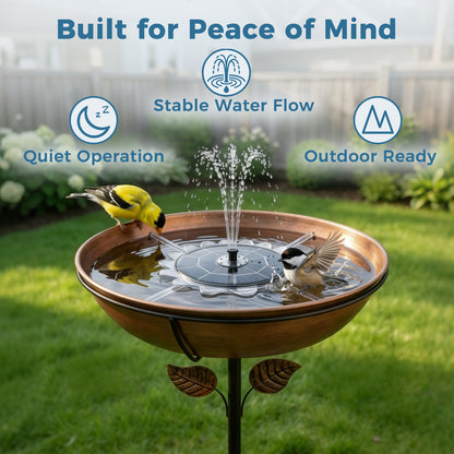 OUISJYER 6.3-inch Solar Bird Bath Fountain - Sunflower LED Design