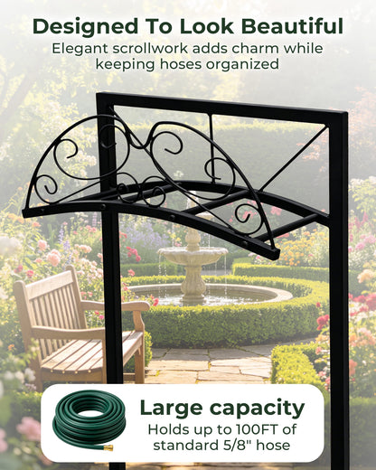 OUISJYER Heavy-Duty Freestanding Garden Hose Holder Stand