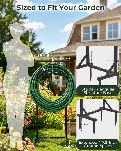 OUISJYER Heavy-Duty Freestanding Garden Hose Holder Stand