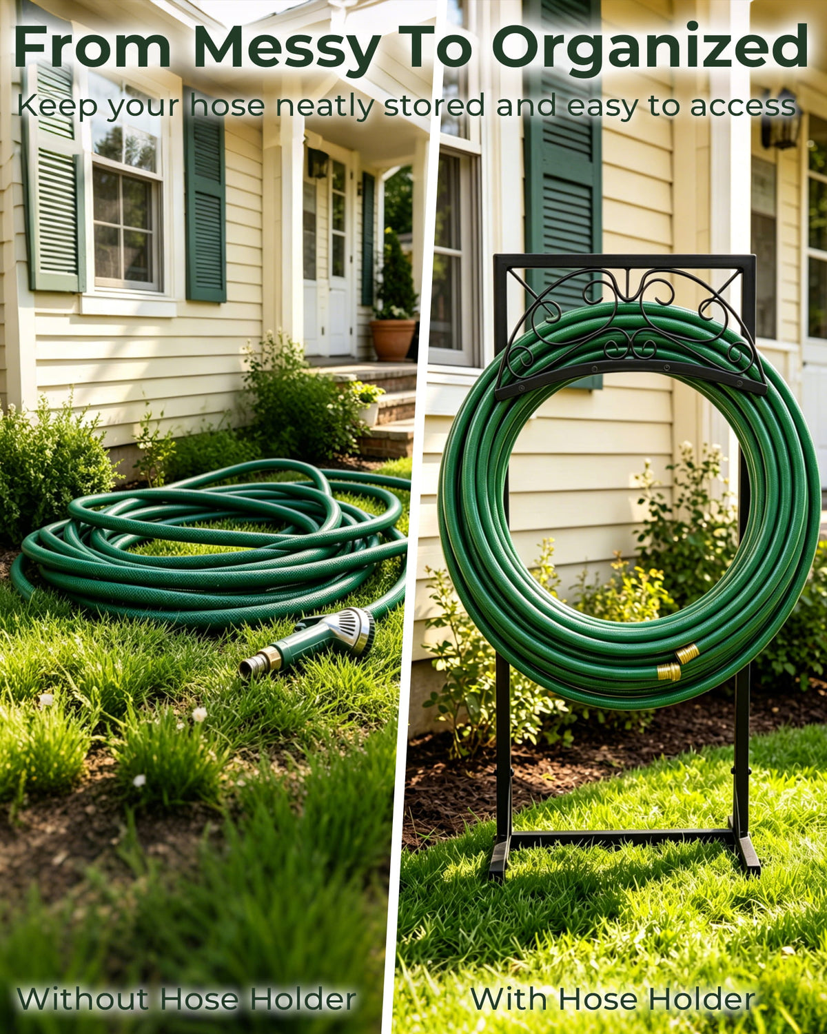 OUISJYER Heavy-Duty Freestanding Garden Hose Holder Stand