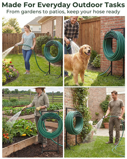 OUISJYER Heavy-Duty Freestanding Garden Hose Holder Stand