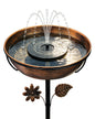 OUISJYER Metal Bird Bath with Solar Fountain & LED Lights – 12 Inch