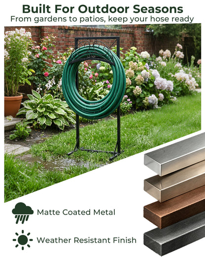 OUISJYER Heavy-Duty Freestanding Garden Hose Holder Stand