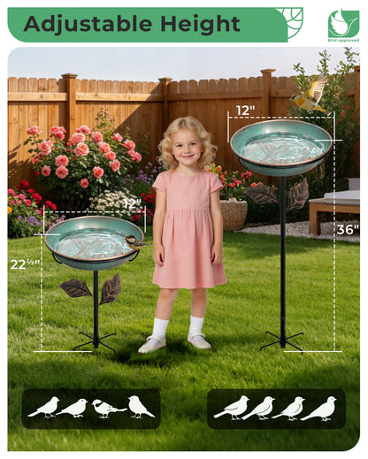 OUISJYER Hummingbird Metal Bird Bath with Stake – 12 Inch