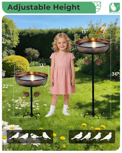 OUISJYER Deep Metal Bird Bath with 5-Prong Stake – 13 Inch