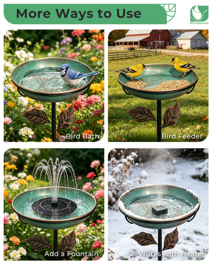 OUISJYER Hummingbird Metal Bird Bath with Stake – 12 Inch