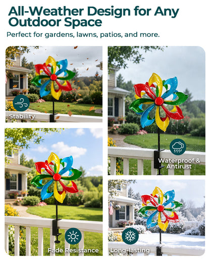 OUISJYER Deck-Mounted Wind Spinner with Adjustable Clamp