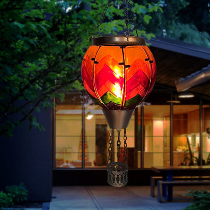OUISJYER Hot Air Balloon Solar Lantern – Color-Wave Glass Garden Light