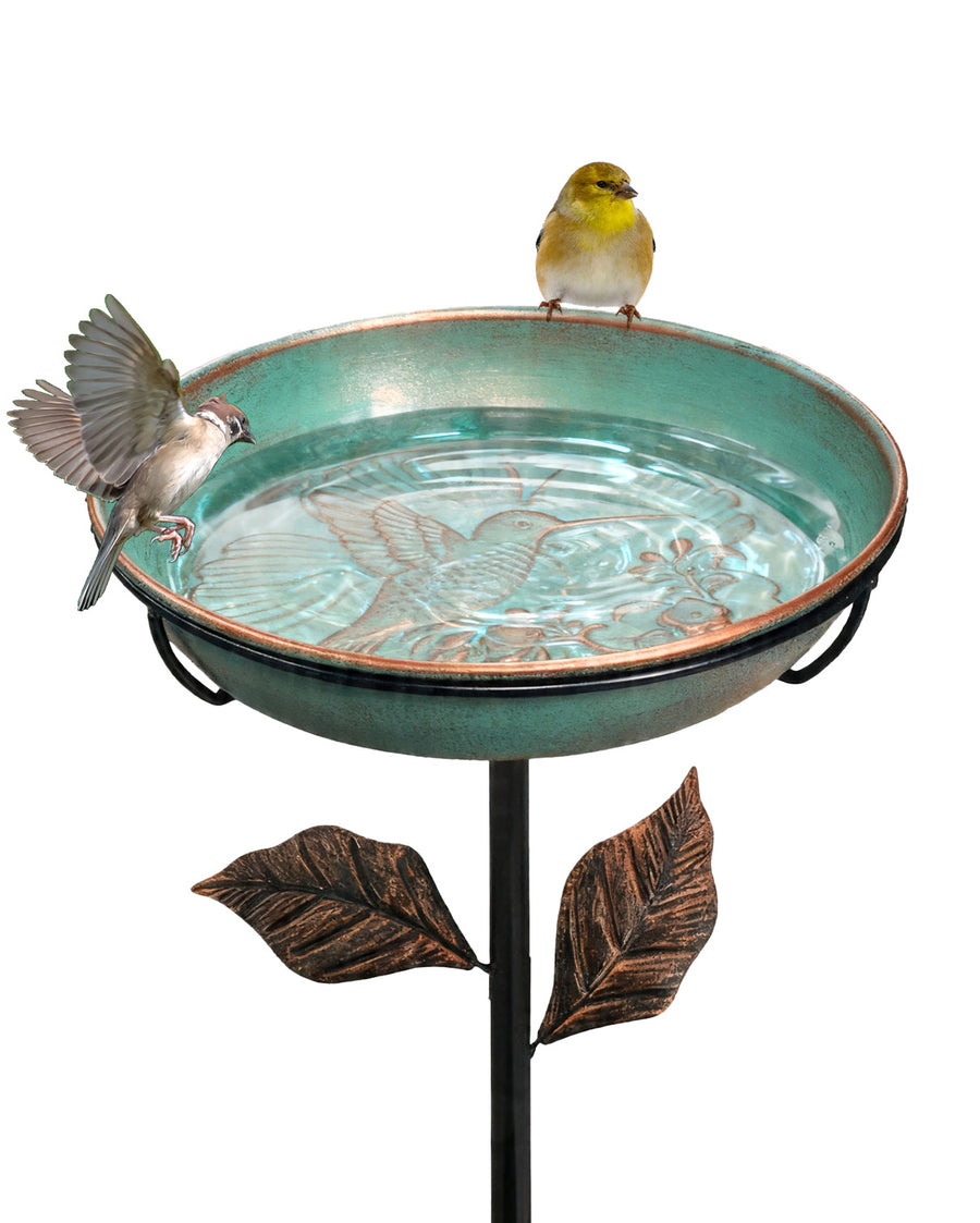 OUISJYER Hummingbird Metal Bird Bath with Stake – 12 Inch