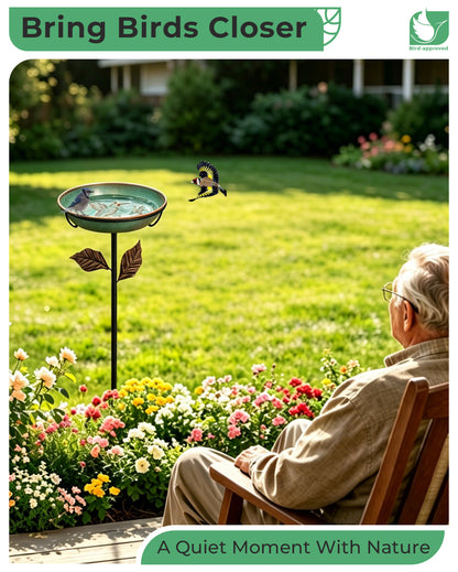 OUISJYER Hummingbird Metal Bird Bath with Stake – 12 Inch