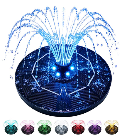OUISJYER Solar Bird Bath Fountain with Color LED Lights – 6.3 Inch