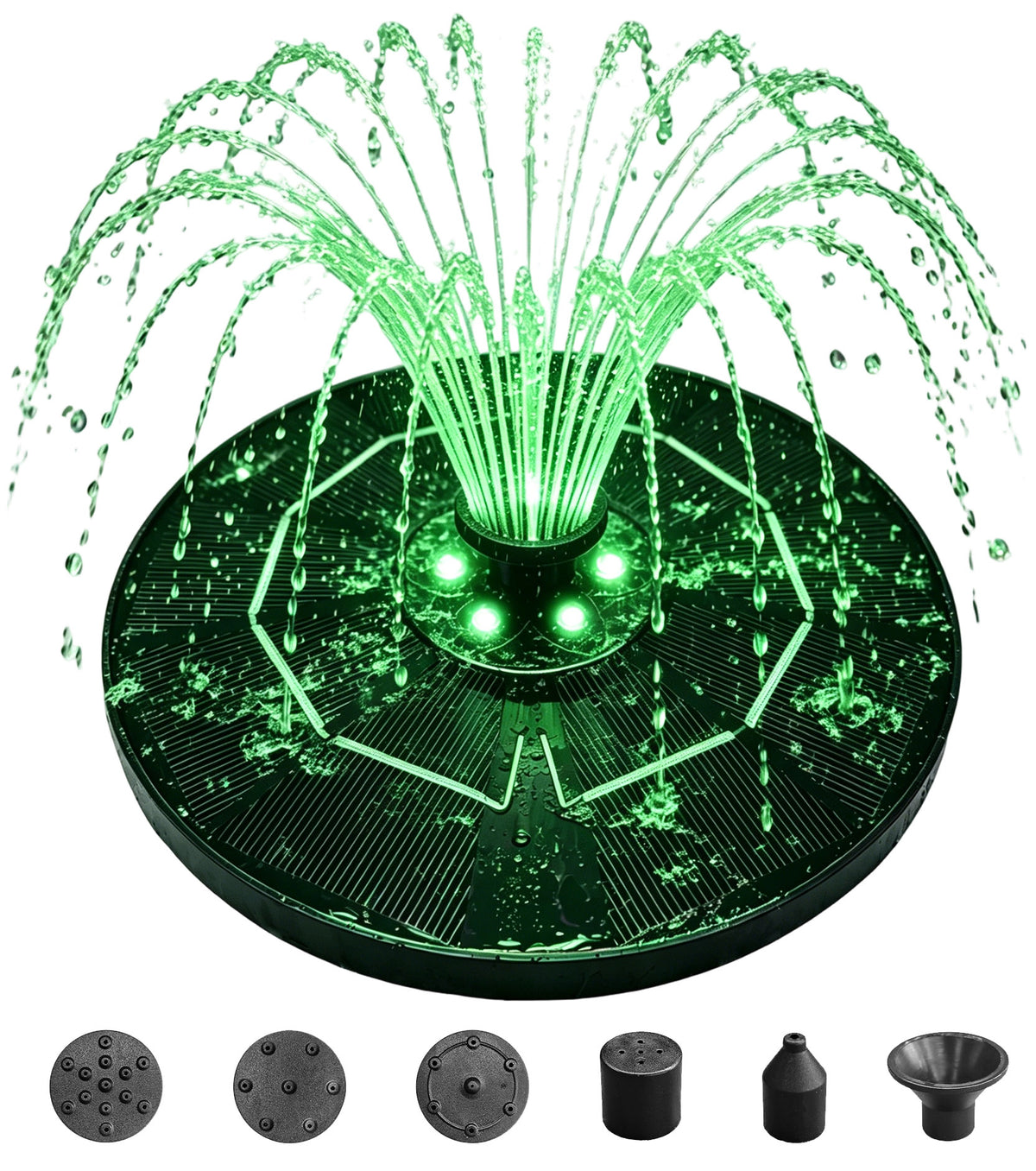 OUISJYER Solar Bird Bath Fountain with Color LED Lights – 6.3 Inch