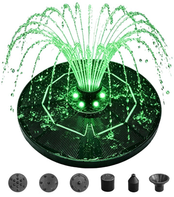OUISJYER Solar Bird Bath Fountain with Color LED Lights – 6.3 Inch