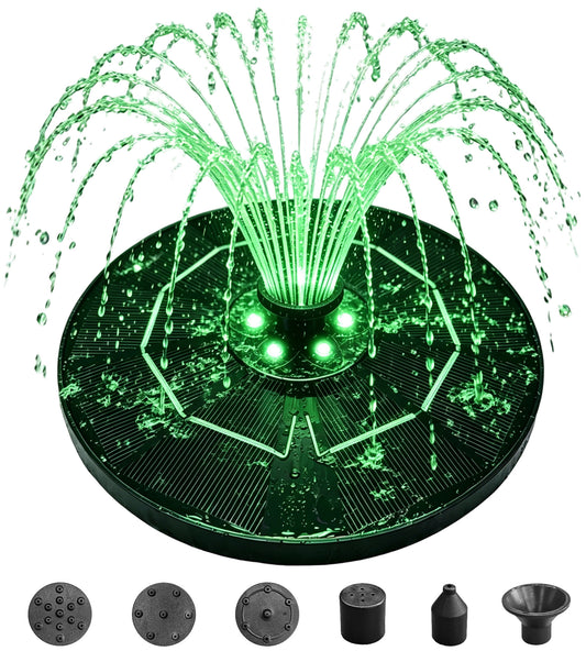 OUISJYER Solar Bird Bath Fountain with Color LED Lights – 6.3 Inch