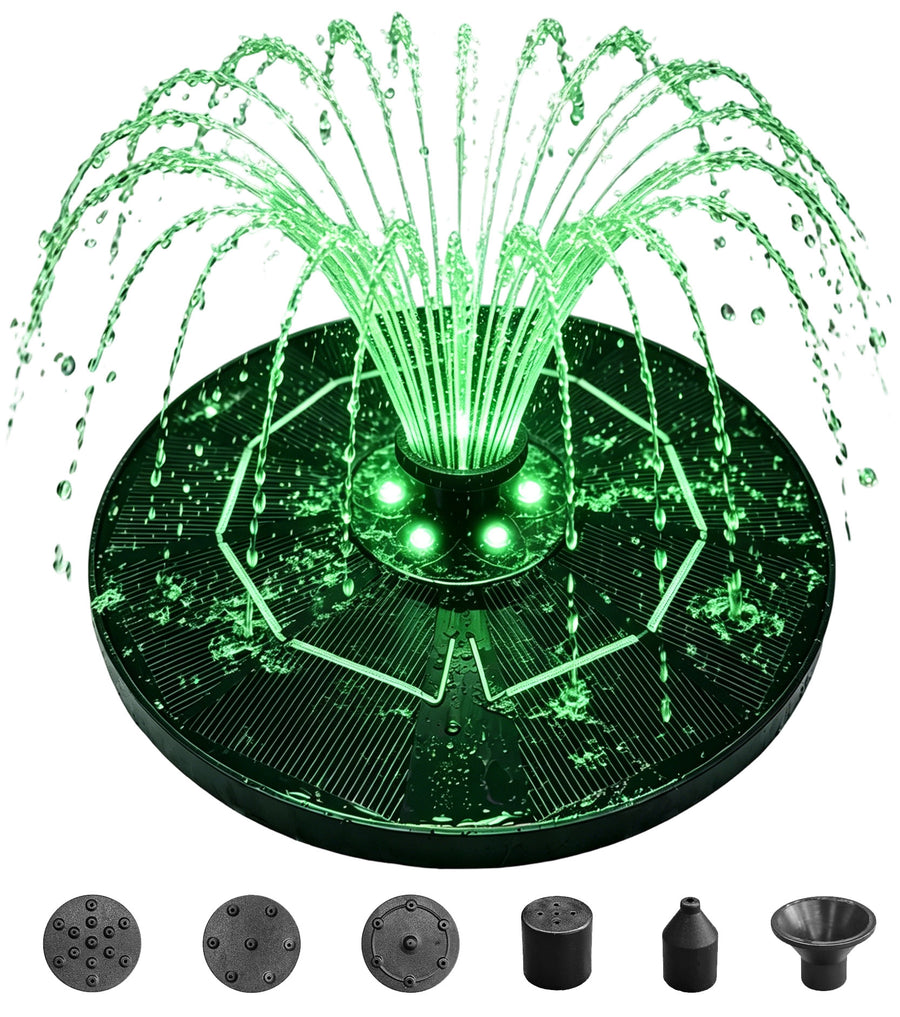 OUISJYER Solar Bird Bath Fountain with Color LED Lights – 6.3 Inch